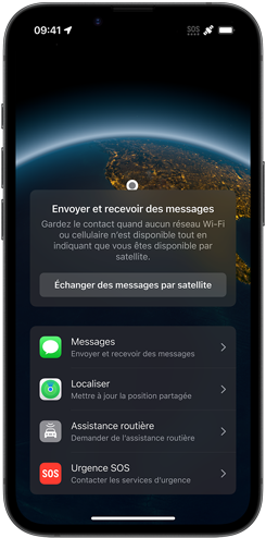 Démonstration de la messagerie texte par satellite sur un iPhone seize-e