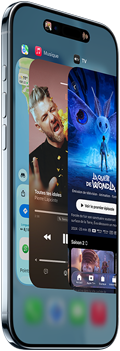 iPhone Air, vue avant, vue latérale, profil fin, Dynamic Island dans la partie centrale supérieure, sélecteur d’app en cours d’utilisation, bouton Action, bouton de réglage du volume