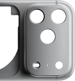 iPhone 17 Pro, face arrière, boîtier monobloc en aluminium forgé